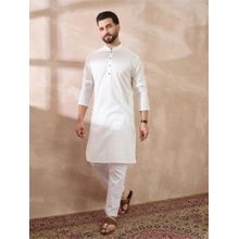 Styli Elevate White Solid/Plain Mandarin Neck Kurta
