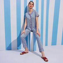 July Nightwear Women Rayon Blue Shirt - Pyjama-WPC561