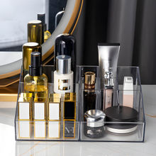 NFI Essentials Premium Acrylic Makeup Organizer Tray with Diamond Cut Design Vanity Cosmetics