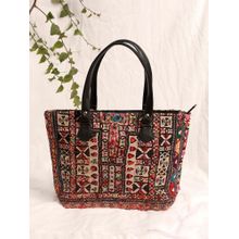 TJORI Bags Onyx Multicolor Kutch Embroidery Tote Ba