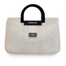 ESBEDA Off White Colour Drymilk Croco Acrylic Handle Handbag for Women