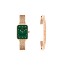 Daniel Wellington Gift Set Quadro Melrose 20x26 mm Green Dial Watch & Classic Rose Gold Bracelet