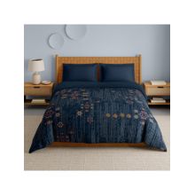 SPACES Aztec 210 Tc Hygro Cotton Geometric Design Double Quilt - Dark Blue