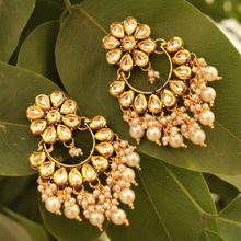 PANASH Gold-Plated White Classic Chandbalis Earrings
