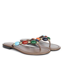 Saint G Multi-Color Stone Embellished Leather Flats
