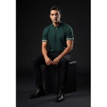OUTERWORLD Classic Collar Teal Zipper Polo T-Shirt