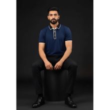 Calvin Klein The Velvet Hour Blue Solid T-Shirt