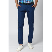 Peter England Men Navy Blue Solid Low Skinny Fit Chino Casual Trouser