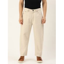 Bene Kleed Men Cream Ecru Crop Loose Fit Denim Jeans