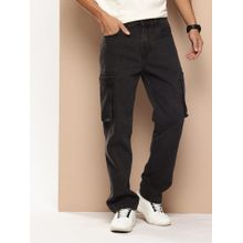 Bene Kleed Men Charcoal Straight Fit Cargo Denim Jeans