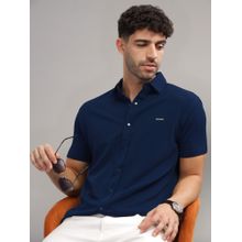 Parcel Yard Men Navy Blue Self Design Collar Neck Shirt