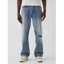 GAP Blue Men's Solid Mid Waist Ripped Jeans
