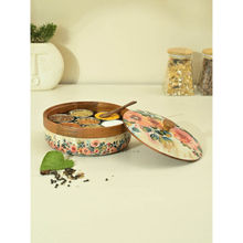 Brick Brown Pastel Flora Masala Box / Spice Box