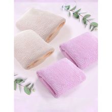 the better HOME 4 Microfiber Bath Towels-Purple & Beige (M)