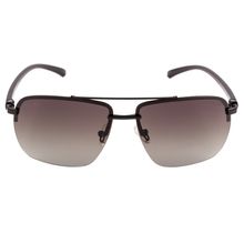 Equal Black Color Sunglasses Rectangle Shape Half Rim Black Frame