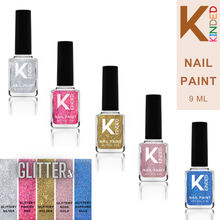 KINDED Long Stay Nail Paint Glossy Finish Glittery Combo Of 5