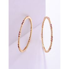 Fida Luxurious Gold-Plated Red American Diamond Bangles for Women