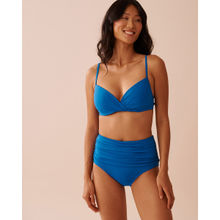 La Vie En Rose Azure Blue Recycled Fibers Plunge Bikini Top