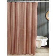 OBSESSIONS Polyester Waterproof Striped Shower Curtain with 12 Hooks, Light Brown
