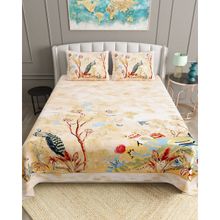 Bella Casa Multi-Color Nature Cotton Bedsheet with 2 Pillow Covers (King)