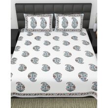 Bella Casa Multi-Color Floral Cotton Bedsheet with 2 Pillow Covers (King)
