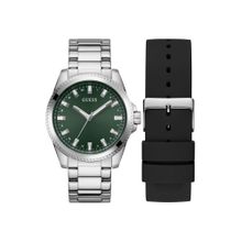 Guess Gbs Champ Analog Green Round Dial & Silver Tone Strap Mens Wrist Watch - Gw0810G2 (M)