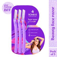 Bombae Glamup Face And Eyebrow Facial Hair Remover-Painless Glitter Razor For Beauty Makeup-3 Pack