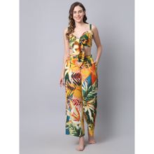 Erotissch Women Yellow & Green Tropical Printed Beachwear Set