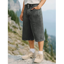 Bewakoof Men's Mid Grey Washed Baggy Fit Shorts