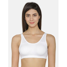 Abelino White Color Lightly Padded Non Wired Full Coverage Sports Bra - White