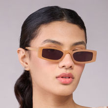Pipa Bella by Nykaa Fashion Beige Narrow Rectangular Sunglasses