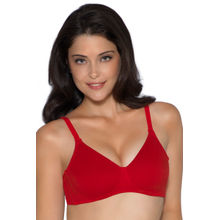 Amante Non-Padded Non-Wired Cotton Bra With Detachable Straps - Red