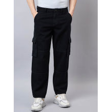 Style Quotient Men Black Relaxed Fit Mid Rise Cargos