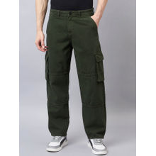 Style Quotient Men Olive Relaxed Fit Mid Rise Cargos