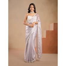 Gajra Gang Grey Pearl Embroidery Scallop Border Saree GGSAR27 (Free Size)