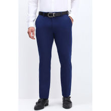 Allen Solly Men Blue Slim Fit Textured Formal Trousers
