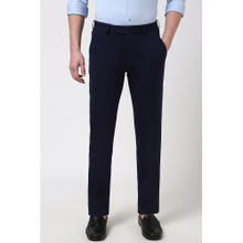 Peter England Men Navy Solid Super Slim Fit Formal Trousers