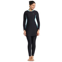 Speedo Women Two Piece Full Body Suit Swimwear Black & Marine Blue (Set of 2)