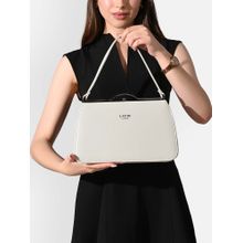 Lavie Luxe Off White Synthetic Leather Solid Handbag with Detachable Strap