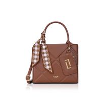 Lavie Luxe Tan Synthetic Leather Textured Handbag with Detachable Strap