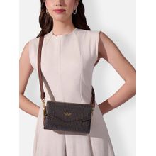 Lavie Luxe Brown Synthetic Leather Printed Slingbag with Detachable Strap