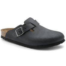 Birkenstock Boston Oiled Leather Black Regular Width Unisex Sandals