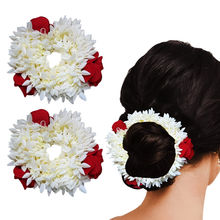 Matra Hair Gajra Mogra Rose Scrunchie - Scented Artificial Fake Flower Bun Juda Band
