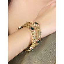 Adwitiya Women Gold Plated Diamonds Stone Studded Bangles
