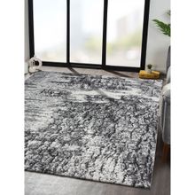 OBSESSIONS Polypropylene Modern Abstract Floor Rugs - Charcoal & Cream (2.5X5 Feet)