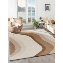 OBSESSIONS Polypropylene Ultra Soft Abstract Floor Rugs - Cream & Rust (2.5X5 Feet)