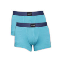 NEWD Solid Teal Blue Underwear Trunk For Men's (pack Of 2) Teal