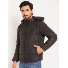 Vero Amore Brown Color Block High Neck Quilted Winter Jacket