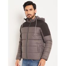 Vero Amore Grey Color Block High Neck Quilted Winter Jacket
