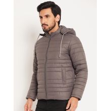 Vero Amore Grey Solid High Neck Quilted Winter Jacket